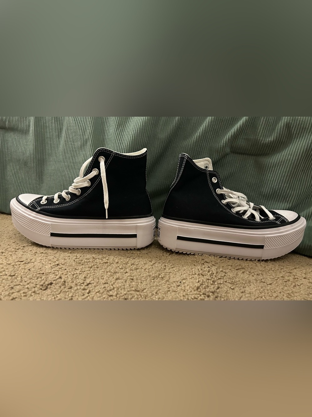 Converse Double Stack Platform High Top Sneakers Black Women’s 8 - Picture 2 of 7